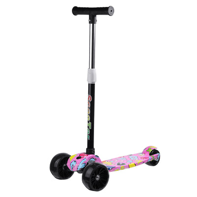 Child 3 Wheels Folding Scooter with LED Light Height Adjustable Foot Scooters Balance Practice Skateboard Kick Scooter for Ages 3-6 Years Old Max Load 50kg