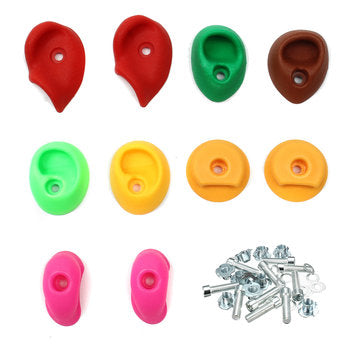10Pcs Plastic Rock Climbing Holds Holders Wall Stone For Kids Toys With Bolts Outdoor Indoor Backyard