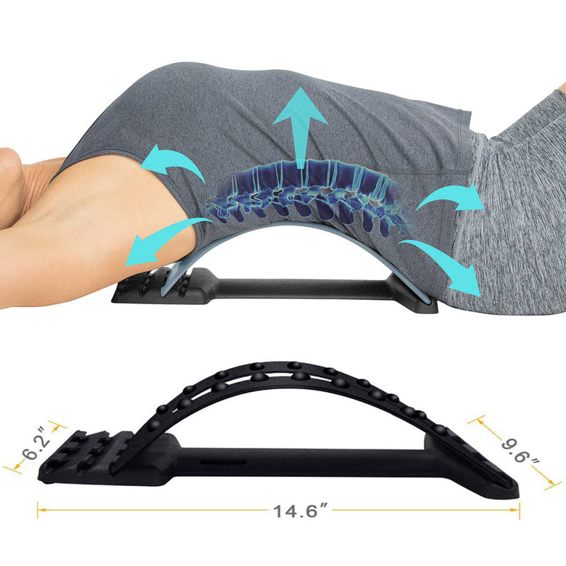 Adjustable Back Stretcher Lumbar Support Stretching Device Posture Corrector for Upper and Lower Back Pain Relief