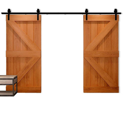 2.44M Antique Classic Style Double Sliding Barn Door Hardware Track Roller Kit