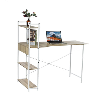 Computer Laptop Desk Modern Style Computer Table Variety of Display Office Table with 4 Tiers Bookshelf Study Writing for Home Office