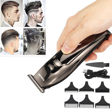 USB LCD Digital Display Hair Clipper Oil Head Push White Electric Clipper Trimming Carving Small Fader