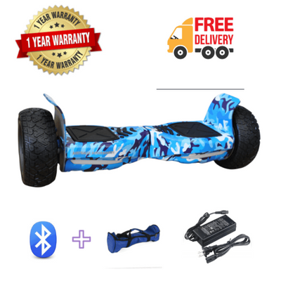 8.5″ Off Road Hoverboard NS8, Powerful Motor & monster Tyres – Camouflage Blue Style [Free Carry Bag & Bluetooth]