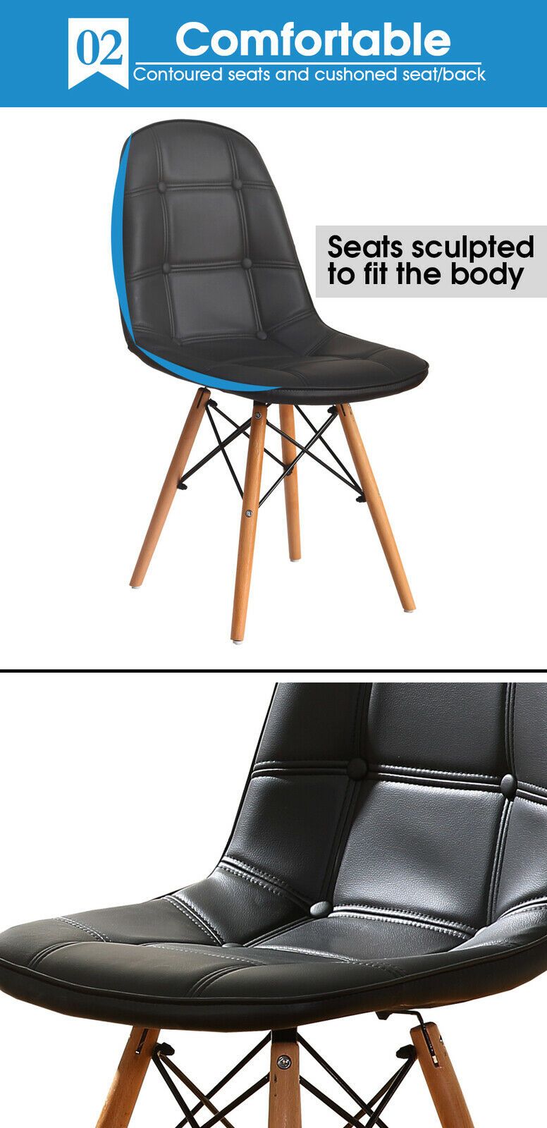 Levede 4x Retro Replica Eames PU Leather Dining Chair Office Cafe Lounge Chairs