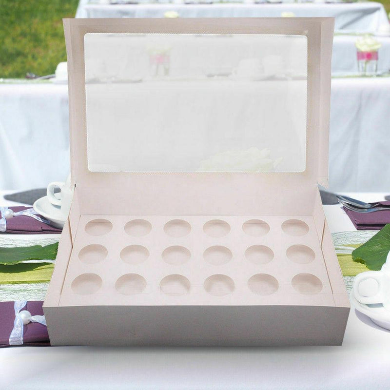 24 Holes Cupcake Boxes 5/20 Pk Window Face With Inserts Cake Boxes Board