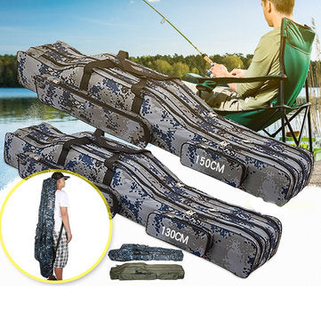 130/150cm Fishing Bag 3 Layer Folding Fish Pole Tools Storage Bag Carrier Holder Bag