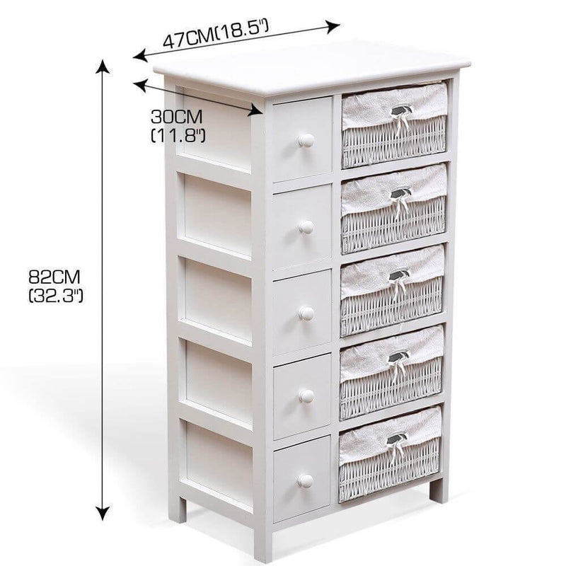 Levede Chest of Drawers Dresser Bedroom Storage Cabinet Baskets Hallway Tables
