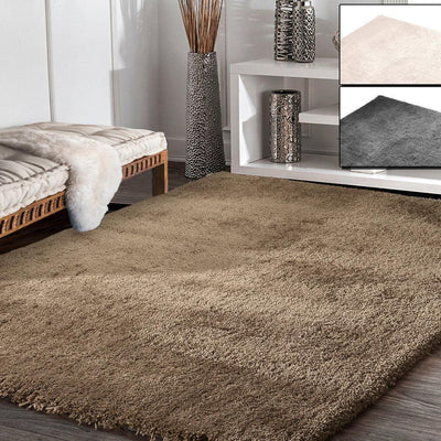 Ultra Soft Anti Slip Rectangle Plush Shaggy Floor Rug Carpet in Taupe 90x150cm