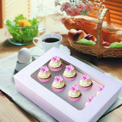 6 Holes Cupcake Boxes 20 Pk Window Face Cover Inserts Cake Boxes Boards