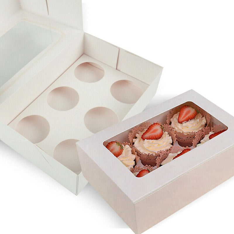 6 Holes Cupcake Boxes 20 Pk Window Face Cover Inserts Cake Boxes Boards