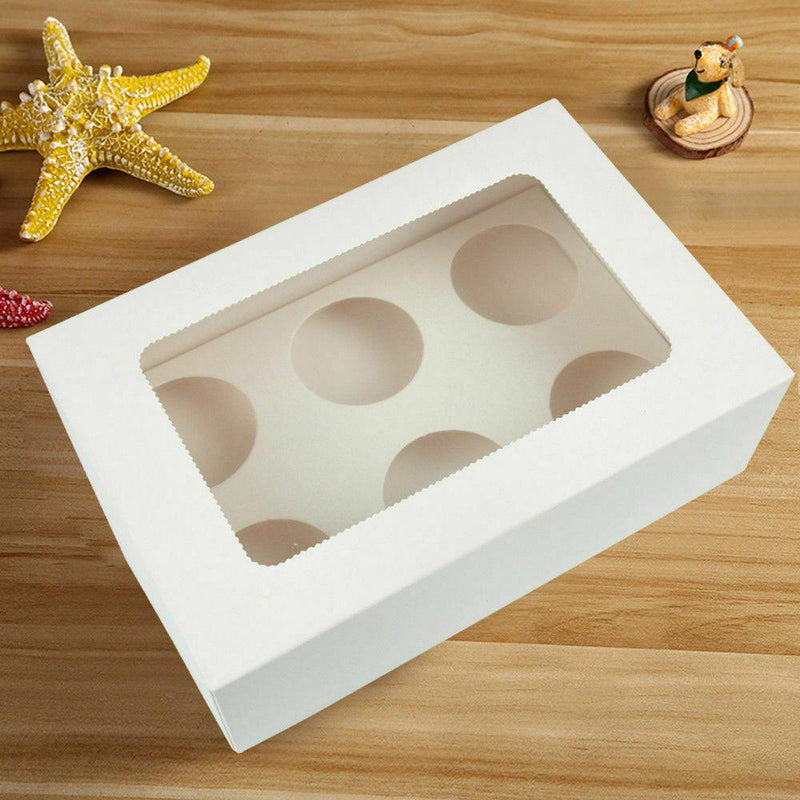 6 Holes Cupcake Boxes 20 Pk Window Face Cover Inserts Cake Boxes Boards