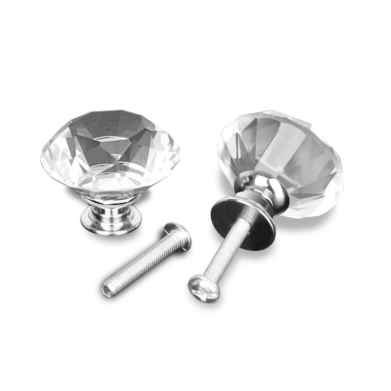 10 Pcs 40mm Clear Diamond Shape Glass Door Knob Drawer Cabinet Handle