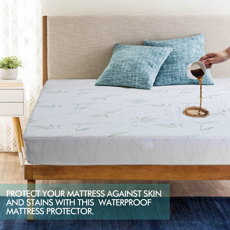 DreamZ Fully Fitted Waterproof Breathable Bamboo Mattress Protector Double Size
