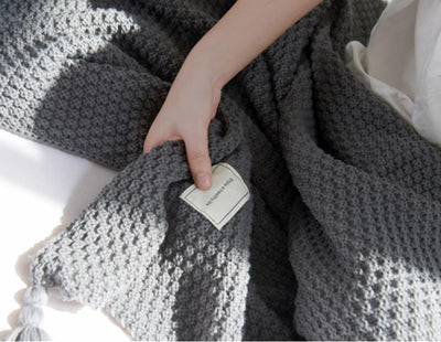 Fringed Knitting Blanket Wool Blanket