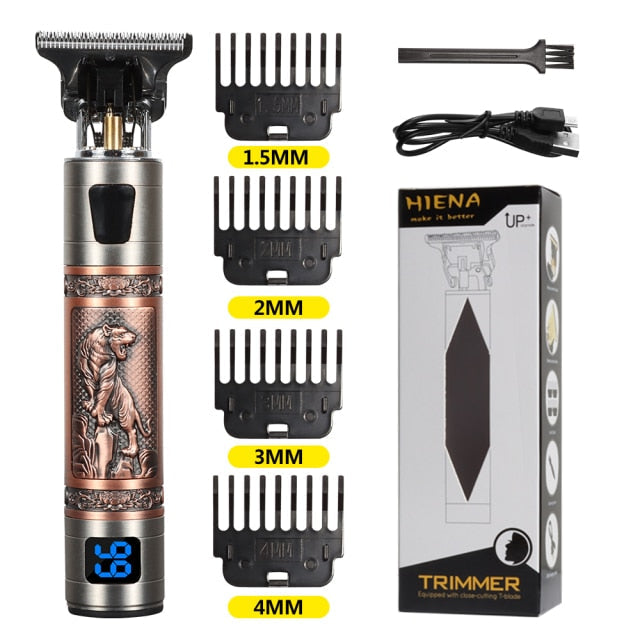 LCD Hair Clipper Trimmer for Men Rechargeable Clipper T-Outliner Barber Shaving Machine Vintage Cordless Hair Clipper