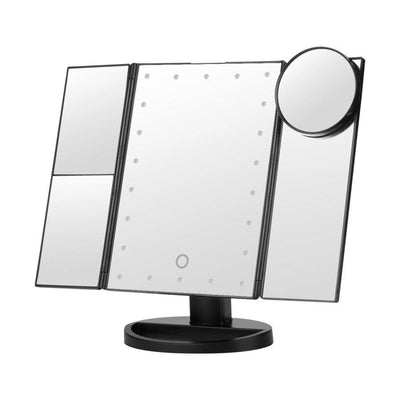 Foldable Triple-Panel LED Makeup Mirror