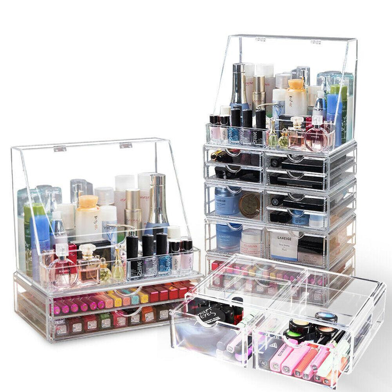 Cosmetic Organizer Clear Acrylic Jewellery Box Makeup Storage Case Drawers