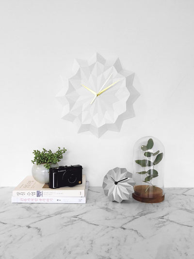 White origami wall clock - ELLA