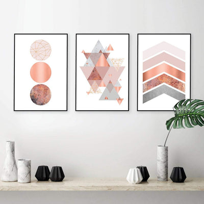 Printable art, Downloadable prints, Set of 3 Prints, Wall Decor, Scandinavian, Blush pink, Copper, Rose Gold, Poster, Wall art, Trending Now