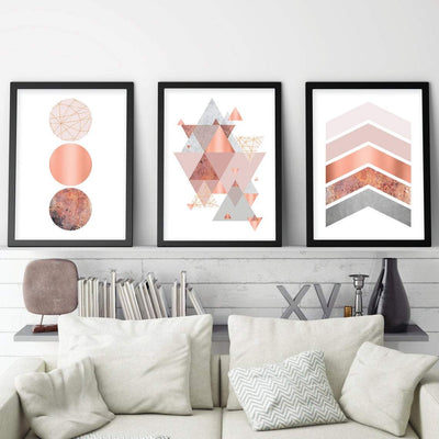 Printable art, Downloadable prints, Set of 3 Prints, Wall Decor, Scandinavian, Blush pink, Copper, Rose Gold, Poster, Wall art, Trending Now