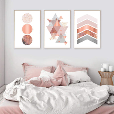 Printable art, Downloadable prints, Set of 3 Prints, Wall Decor, Scandinavian, Blush pink, Copper, Rose Gold, Poster, Wall art, Trending Now