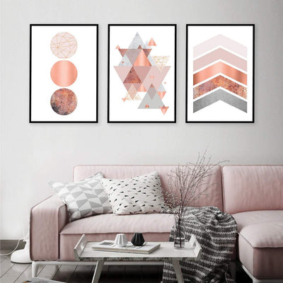 Printable art, Downloadable prints, Set of 3 Prints, Wall Decor, Scandinavian, Blush pink, Copper, Rose Gold, Poster, Wall art, Trending Now