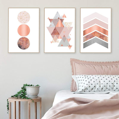 Printable art, Downloadable prints, Set of 3 Prints, Wall Decor, Scandinavian, Blush pink, Copper, Rose Gold, Poster, Wall art, Trending Now