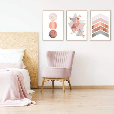 Printable art, Downloadable prints, Set of 3 Prints, Wall Decor, Scandinavian, Blush pink, Copper, Rose Gold, Poster, Wall art, Trending Now