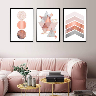 Printable art, Downloadable prints, Set of 3 Prints, Wall Decor, Scandinavian, Blush pink, Copper, Rose Gold, Poster, Wall art, Trending Now