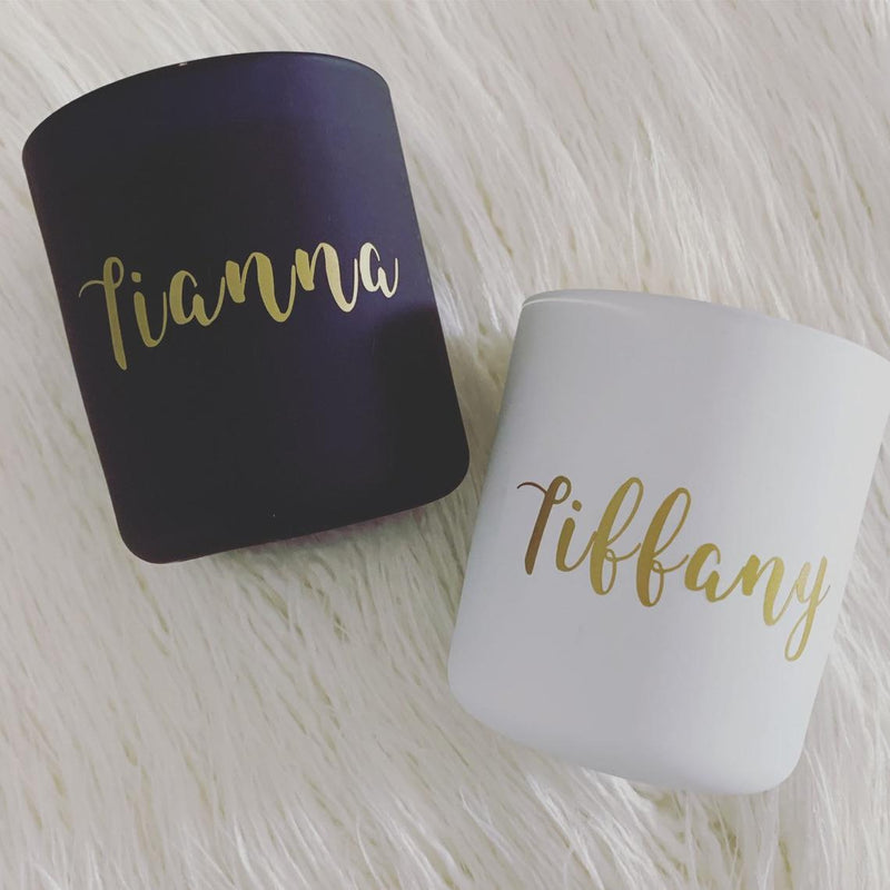 Personalised Soy Wax Candle | Handmade | Customise Your Name | Gold Font | Silver Font | White Font | Gifts | Wedding Day