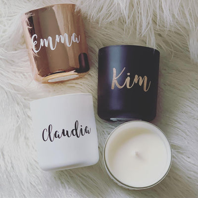 Personalised Soy Wax Candle | Handmade | Customise Your Name | Gold Font | Silver Font | White Font | Gifts | Wedding Day