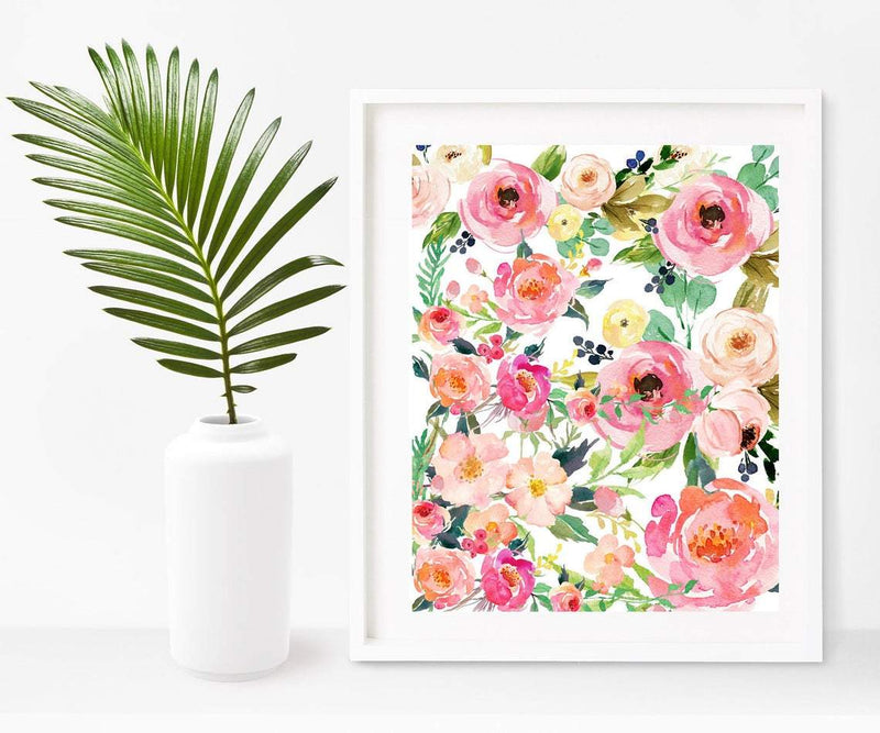 Watercolor flower Print, Flower Wall Art, Shabby Chic, Instant Download, Printable Art, Home Decor, Wall Decor