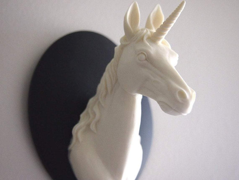 Ivory and Black Mounted Unicorn Head Wall Hanging