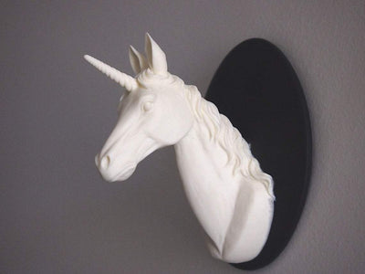 Ivory and Black Mounted Unicorn Head Wall Hanging