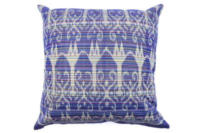Blue Ikat Cushion Cover with Gold Thread 18 x 18