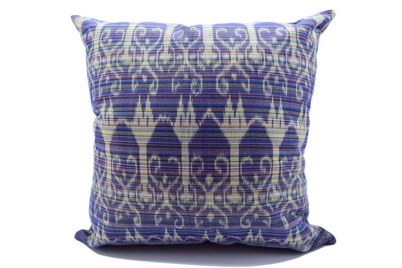 Blue Ikat Cushion Cover with Gold Thread 18 x 18