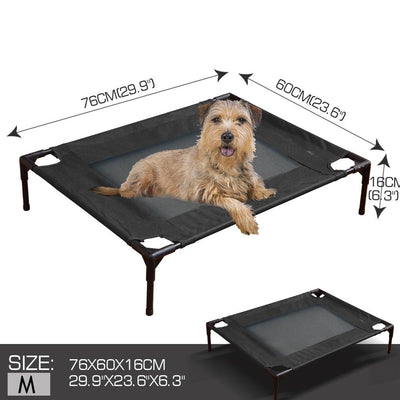 PaWz Heavy Duty Pet Bed Trampoline Dog Puppy Cat Hammock Mesh  Canvas M Black