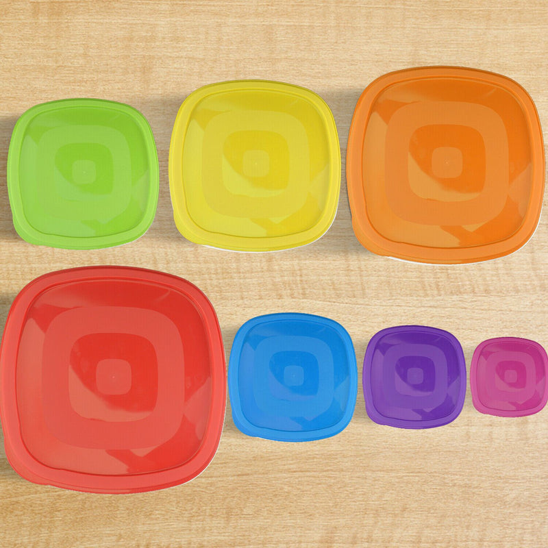 Set of 7 Reusable Bowl Food Fresh Keeping Sealing Lid Container Cover Plastic AU