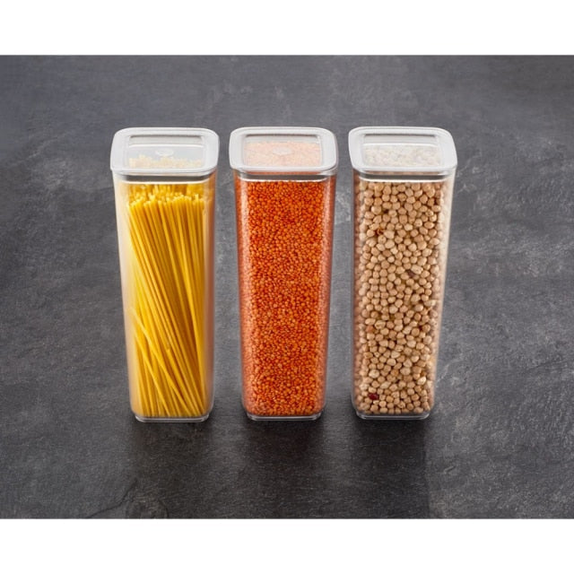 3/6/9/12Pcs Kitchen Food Storage Box Container Set Organizer Square Vacuum Lid Airtight Jars Pantry Noodle Legume Cereals Pasta