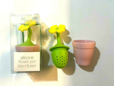 1 Silicone Tea Infuser Yellow Flower Green Plant Strainer Pink pot Herbal Decor