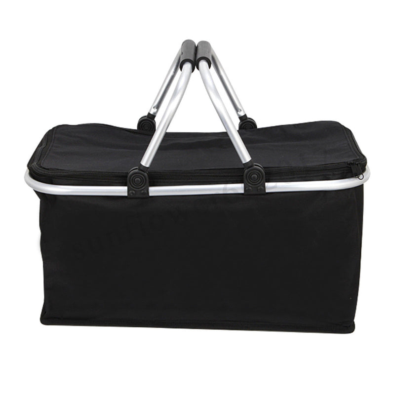 Folding Picnic Basket Bag Travel Storage Insulated Cooler Shopping Bag Lunch Bag