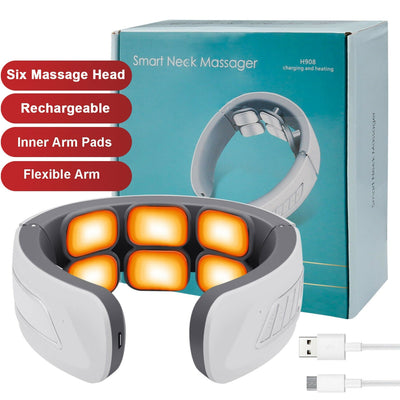 Electric Cervical Neck Massager Heated Relax Body Shoulder Musle Relief Pain