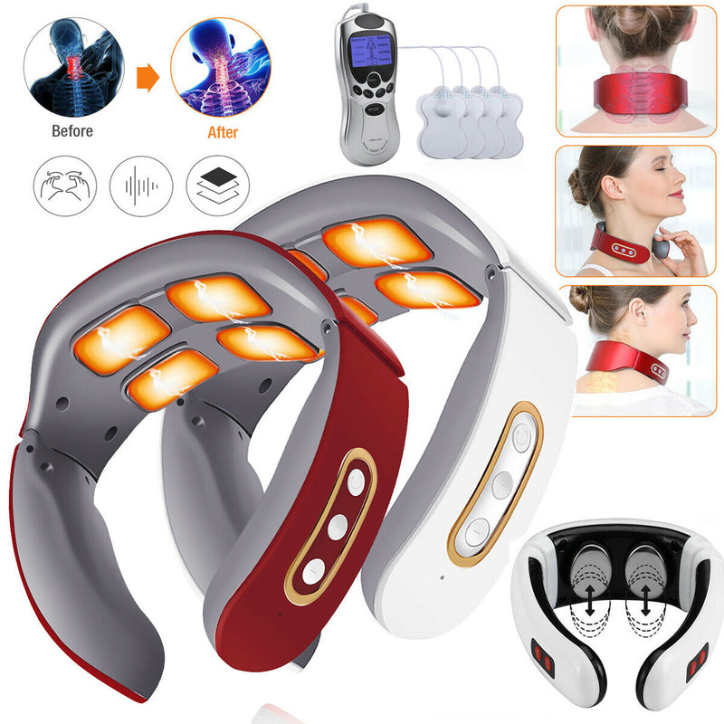 Electric Cervical Neck Massager Heated Relax Body Shoulder Musle Relief Pain