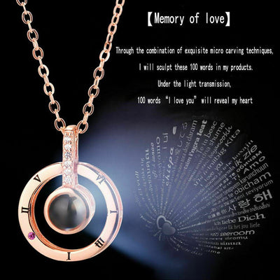 Sun Moon Shape Couple Personalized Necklaces Wedding Birthday Jewelry 100 Languages I Love You Projection Pendant Necklace Gifts