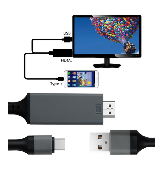USB 3 In 1 Type C To HDMI Cable With USB Power Charging
